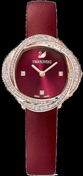 Montre Swarovski 5552780 avec cadran blanc serti de cristaux et cuir bordeaux élégant