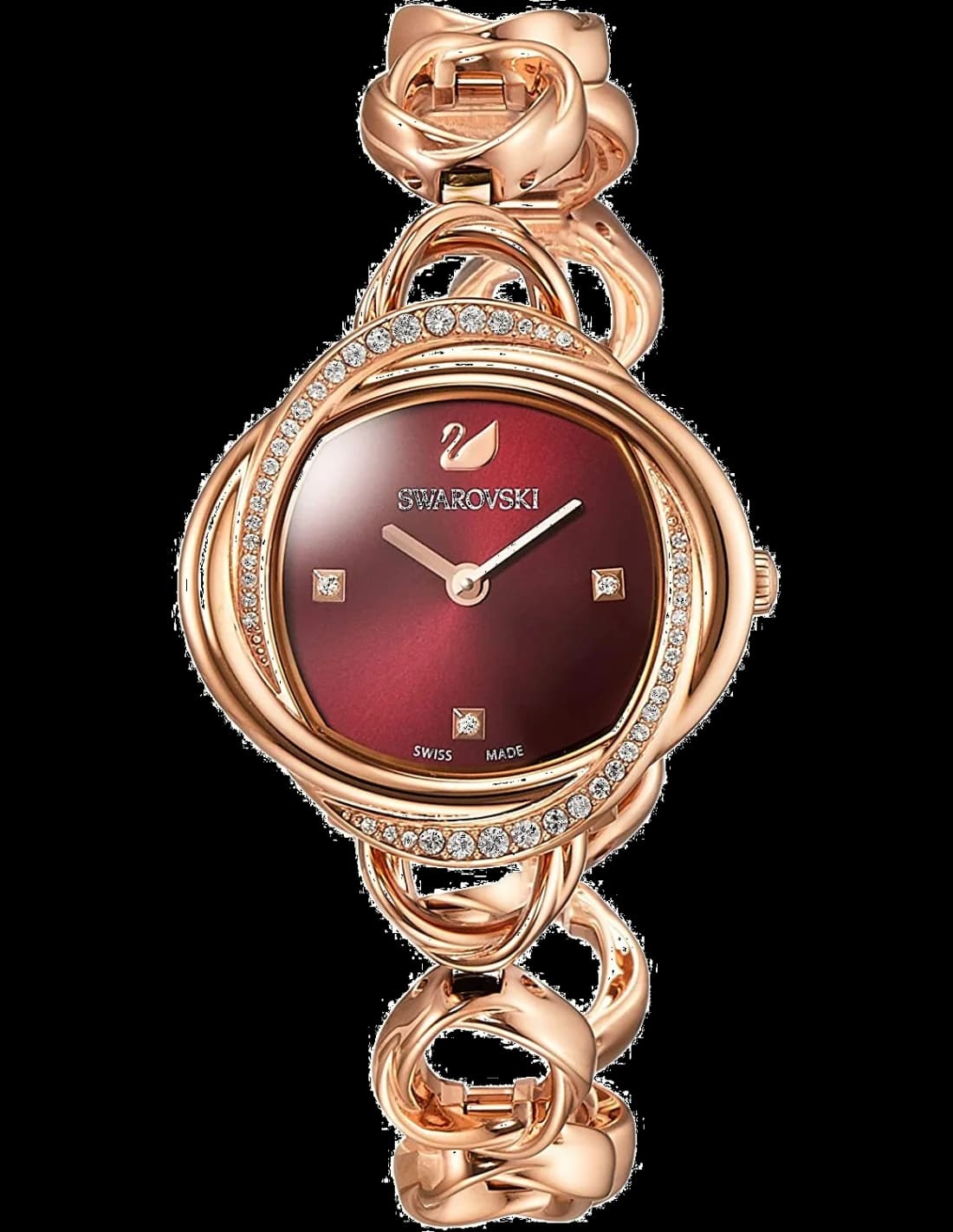 Montre Swarovski 5552783 avec cadran blanc nacré et index cristaux Swarovski sur fond or rose