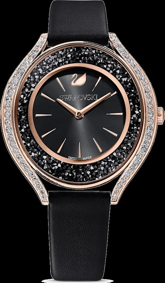 Montre Swarovski 5558634 avec cadran blanc scintillant et index cristal, style élégant et raffiné