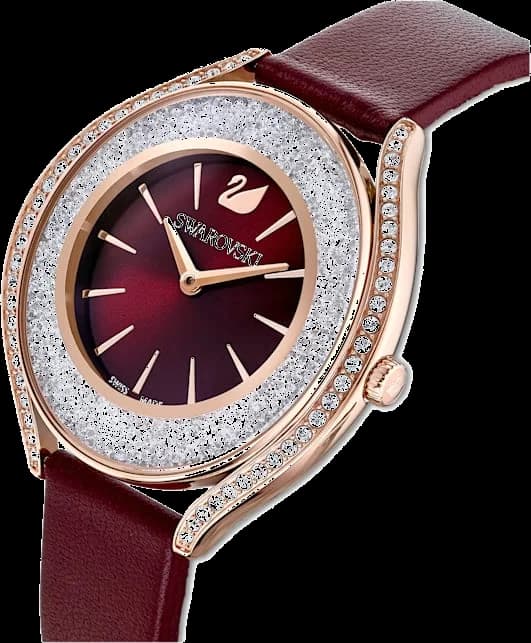 Cadran Swarovski 5558637 blanc nacré avec index cristal, aiguilles dorées et date à 3h pour un raffinement lumineux