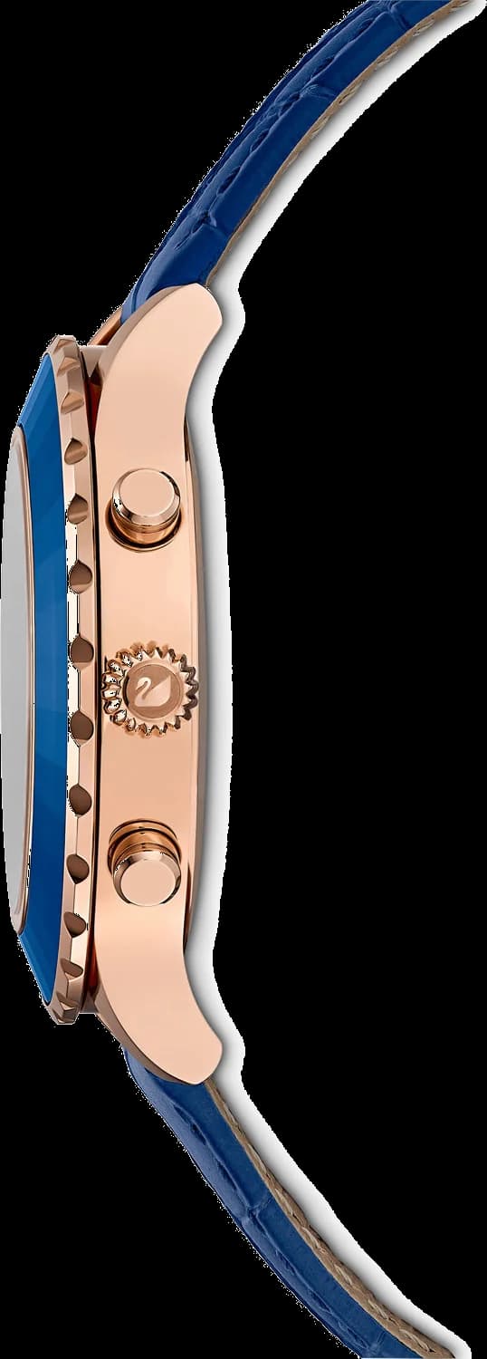 Bracelet Swarovski 5563480 en cuir bleu avec coutures ton sur ton et boucle déployante en acier