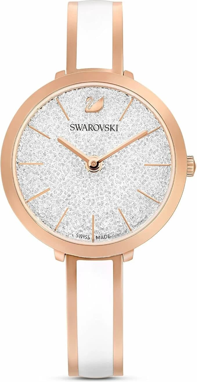 Montre Swarovski 5580541 au cadran émail blanc et finitions PVD rose gold, élégance féminine