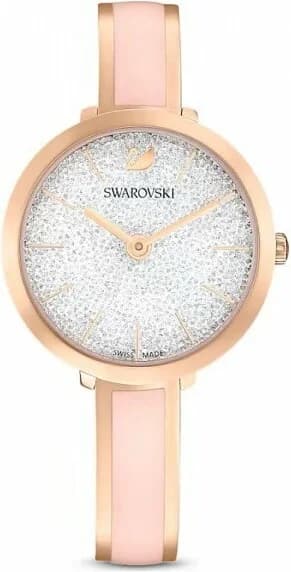 Cadran Swarovski 5642221 blanc nacré avec index cristal Swarovski et aiguilles dorées, pureté lumineuse