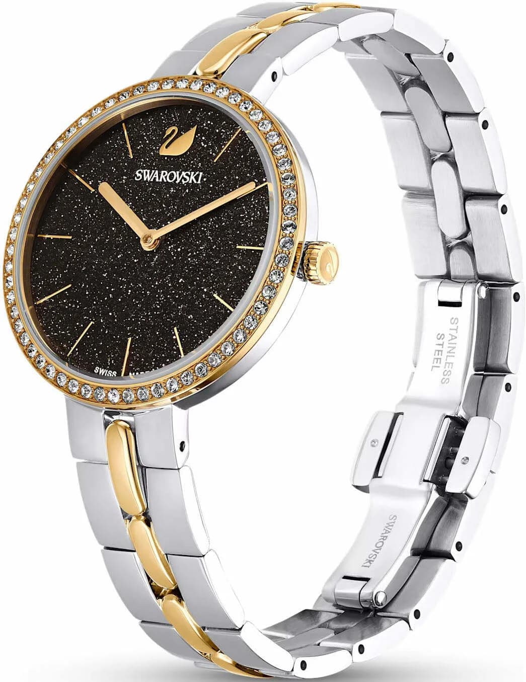 Cadran Swarovski 5644072 paillettes scintillantes, index discrets et aiguilles fines en acier