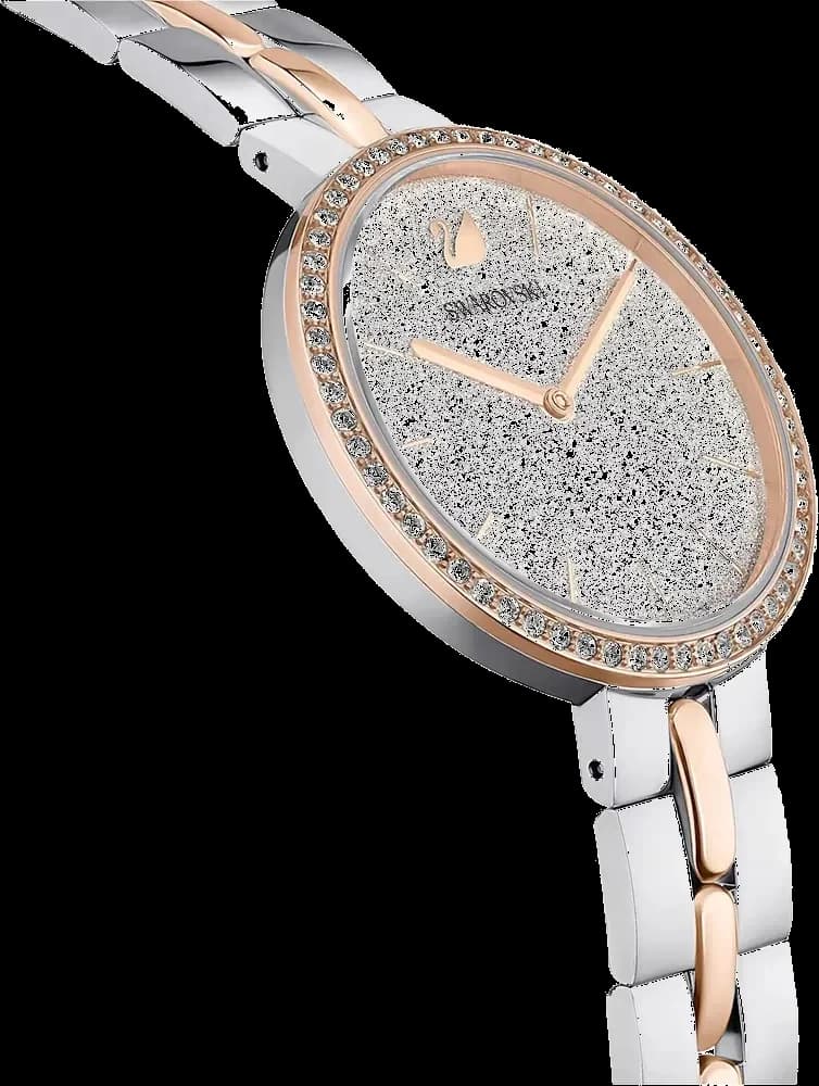 Bracelet Swarovski 5644081 bicolore argent et or rose, maillons en acier inoxydable, fermoir déployant