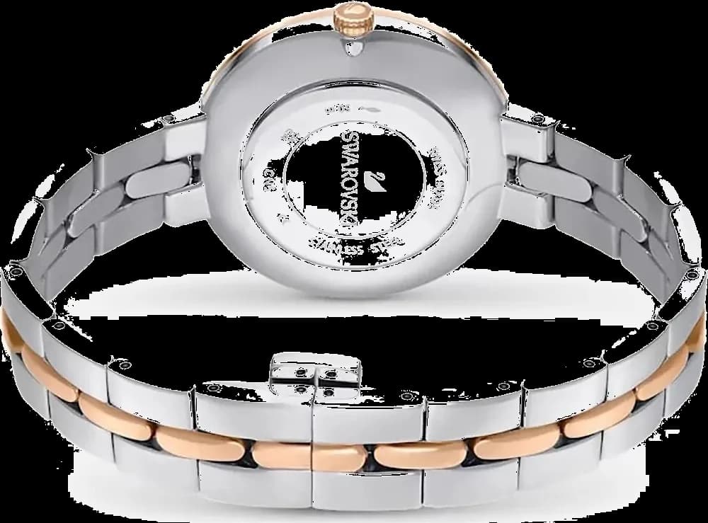 Boîtier Swarovski 5644081 en acier inoxydable bicolore, lunette lisse, profil fin et raffiné