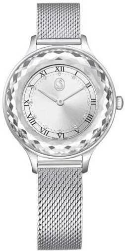 Bracelet Swarovski 5650039 maille acier argentée intégrée, fermoir déployante, brillance continue