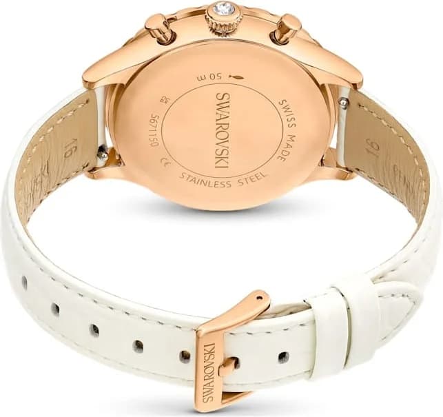 Montre Swarovski 5671150 Octea Chrono Bracelet Cuir Blanc et Cristaux vue 7