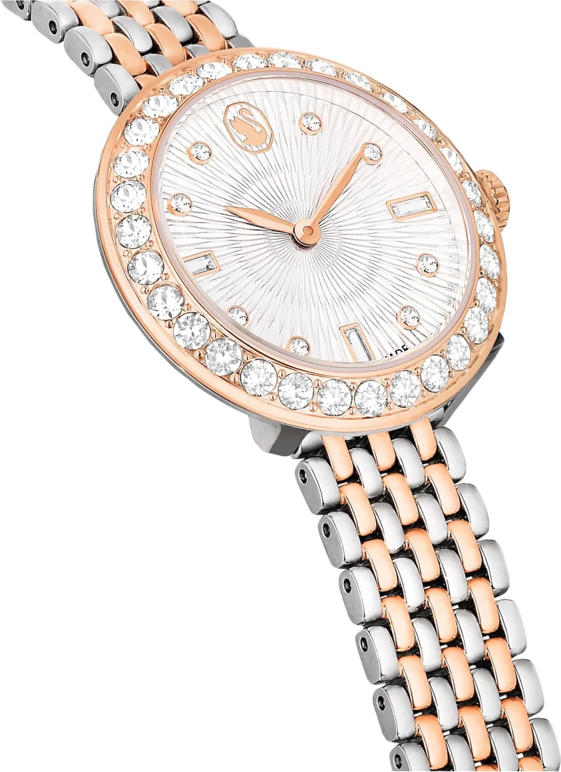 Bracelet Swarovski 5672971 en acier inoxydable bicolore or et argent, fermoir déployant sécurisé