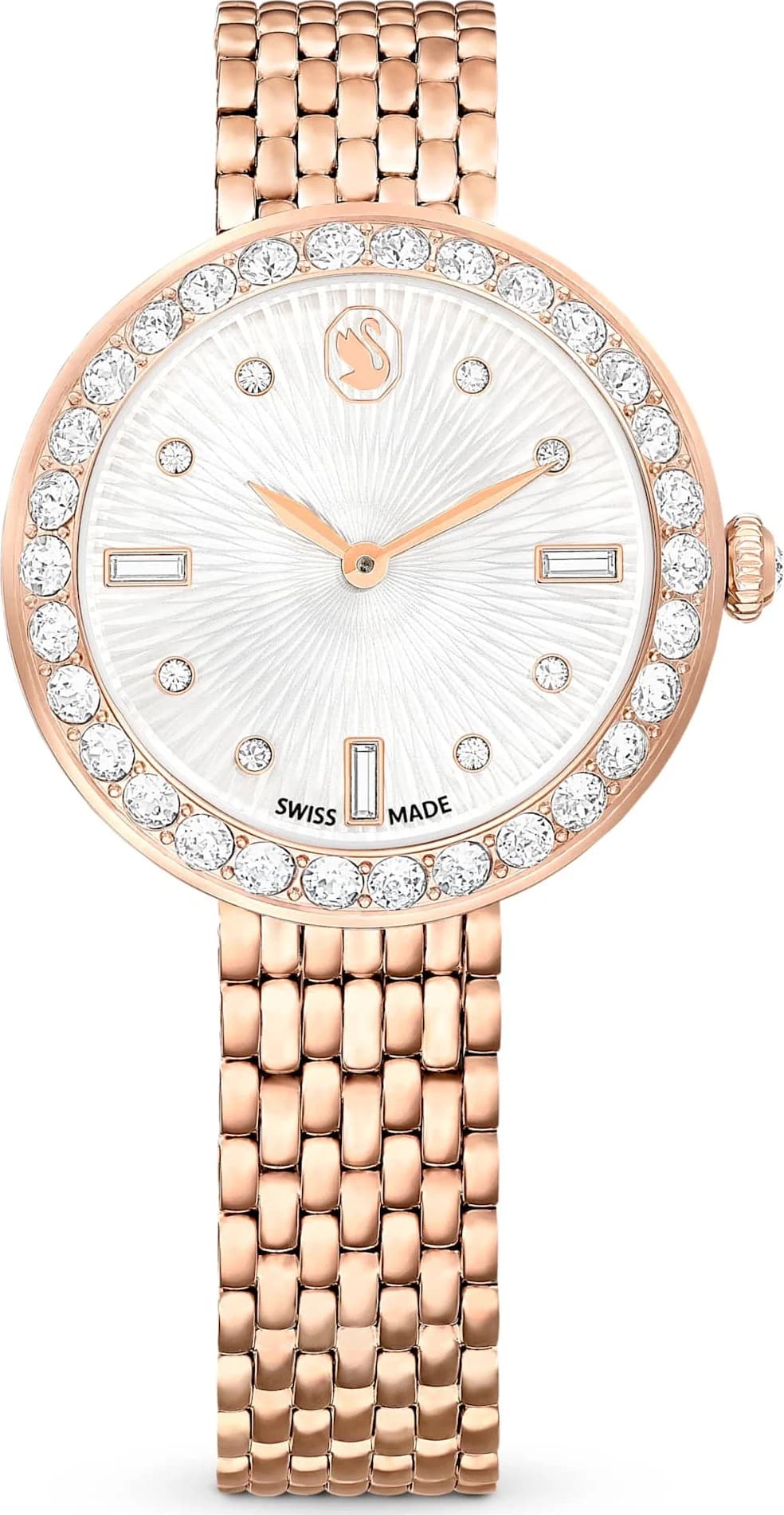 Montre Swarovski 5672981 au cadran blanc nacré et finitions or rose, élégance et brillance
