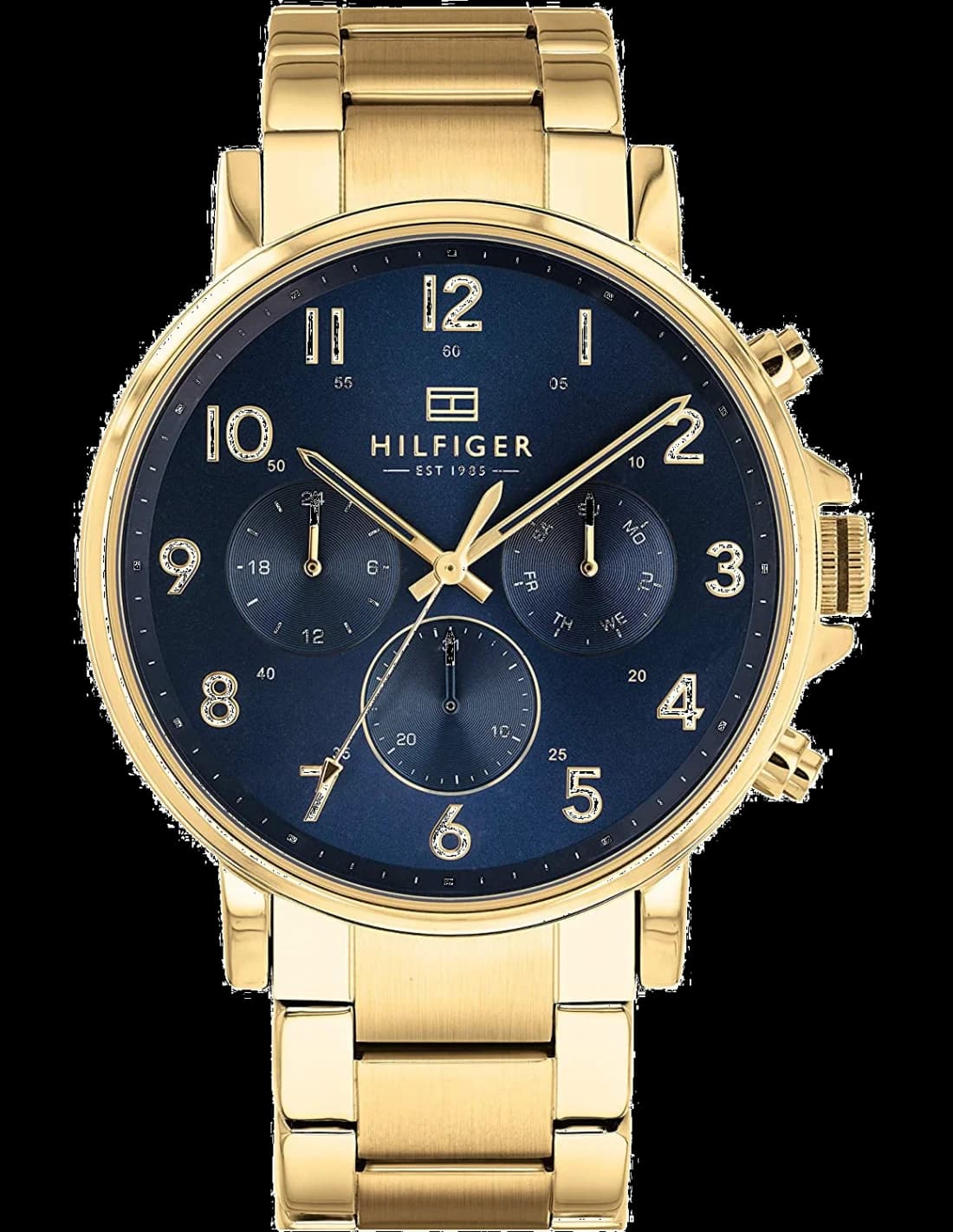 Montre Tommy Hilfiger 1710384 avec cadran blanc et index dorés, style classique chic