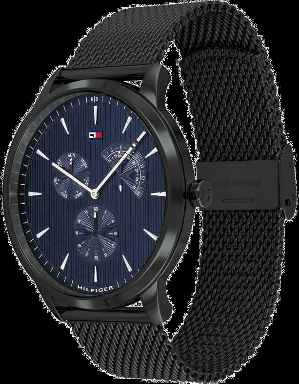 Cadran Tommy Hilfiger 1710392 avec index bâtons et aiguilles dauphine, date à 3h