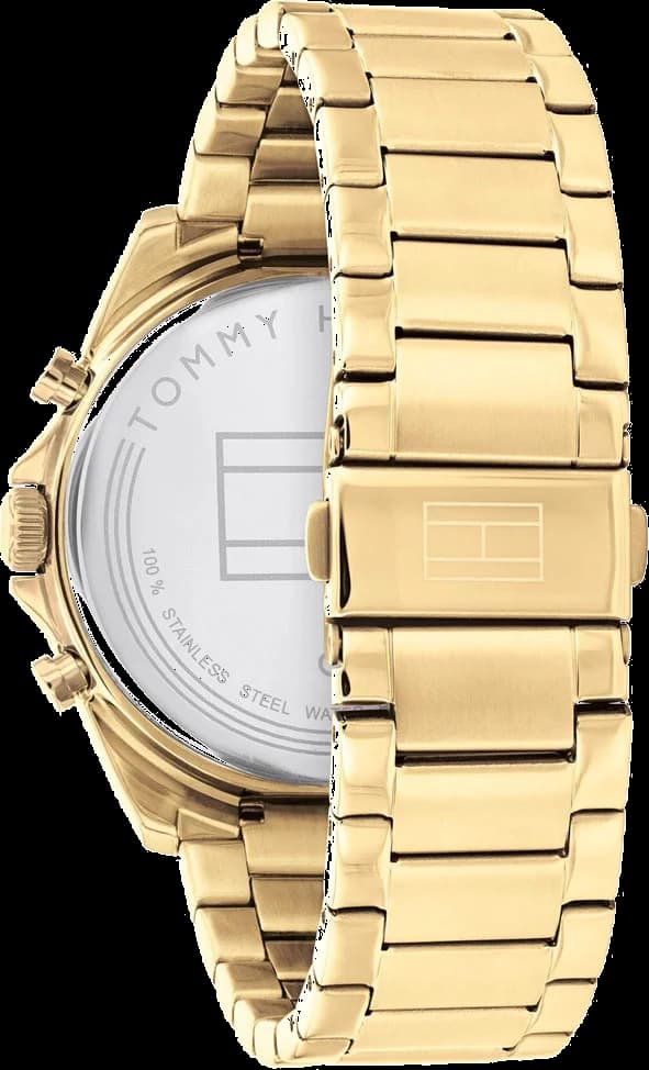 Bracelet Tommy Hilfiger 1710447 en acier doré avec fermoir déployant, finitions polies