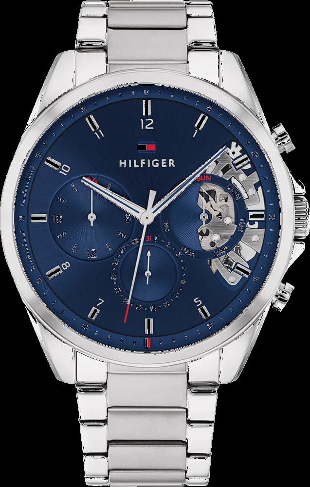 Montre Tommy Hilfiger 1710448 Baker en acier poli et cadran bleu profond