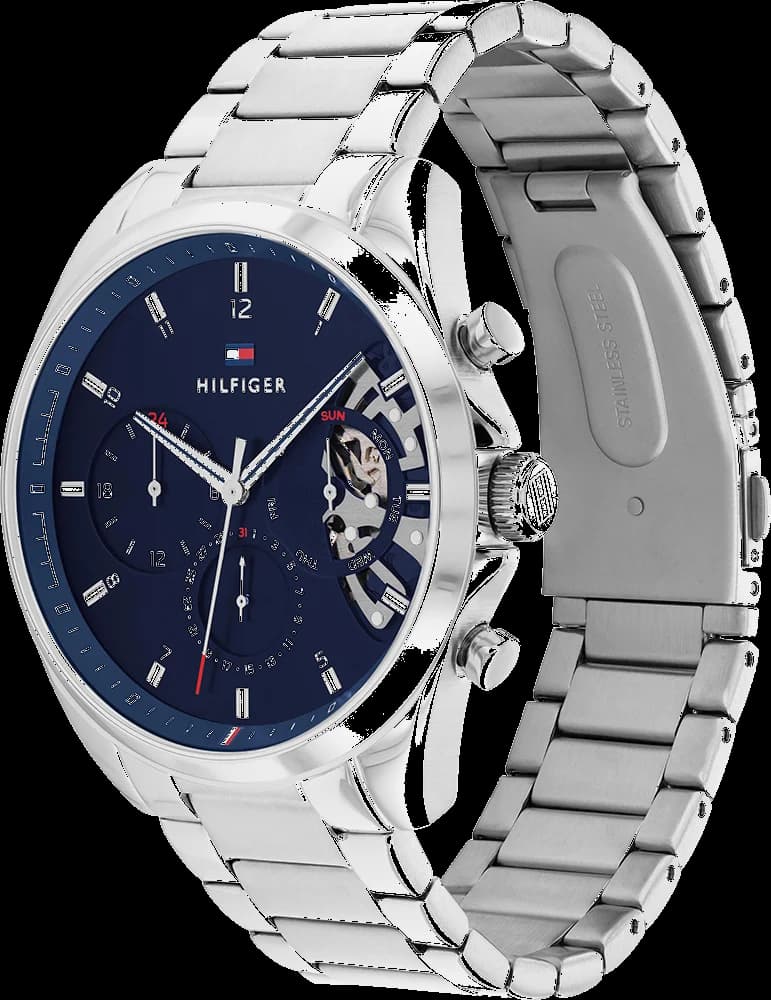 Montre Tommy Hilfiger 1710448 Baker en acier poli et cadran bleu profond vue 2