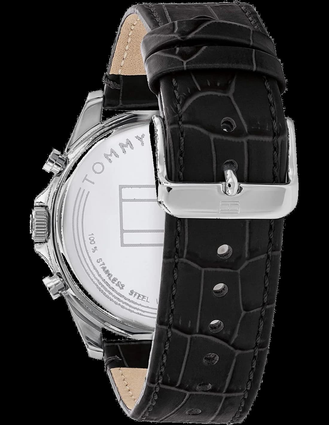 Montre Tommy Hilfiger 1710449 Squelette en Acier Doré et Cuir Noir vue 2