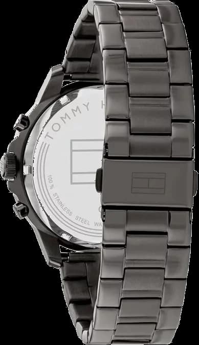 Bracelet Tommy Hilfiger 1710479 en cuir noir avec surpiqûres contrastées et boucle ardillon signée