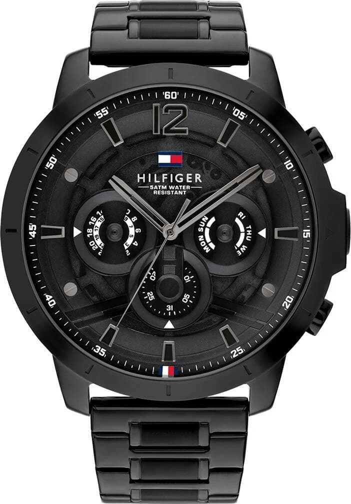 Montre Tommy Hilfiger 1710494 en acier noir avec cadran multifonctions et style sport chic