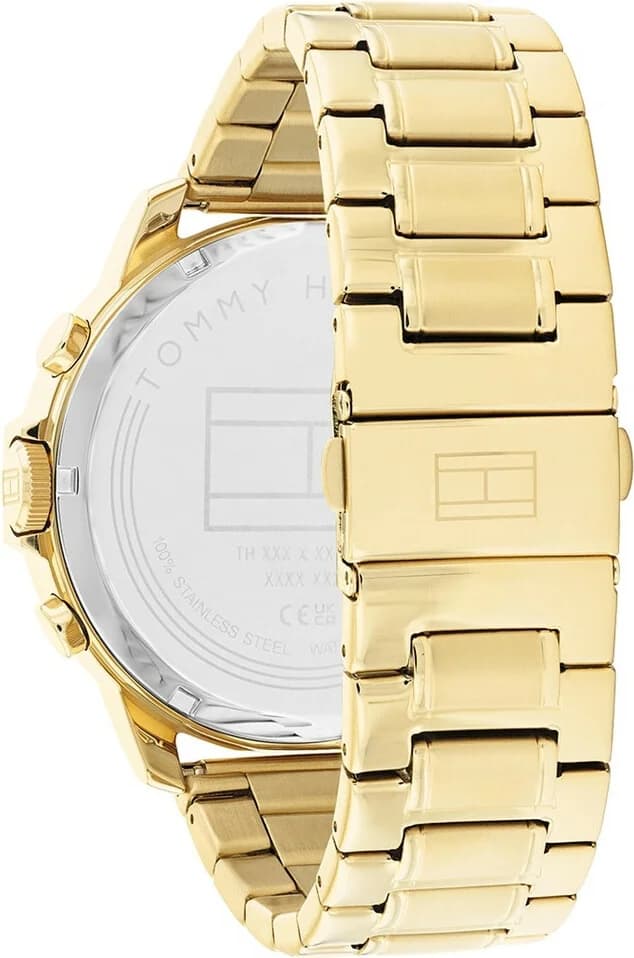 Bracelet Tommy Hilfiger 1710511 en acier doré maillé milanaise, fermoir déployante double sécurité