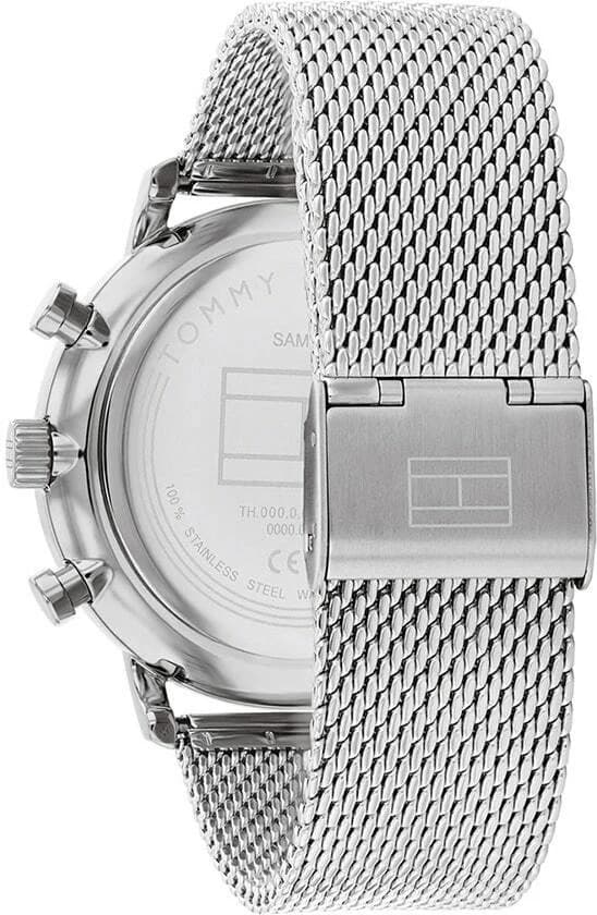 Bracelet Tommy Hilfiger 1710567 en acier argenté à maillons, fermoir déployant, finition brossée et polie