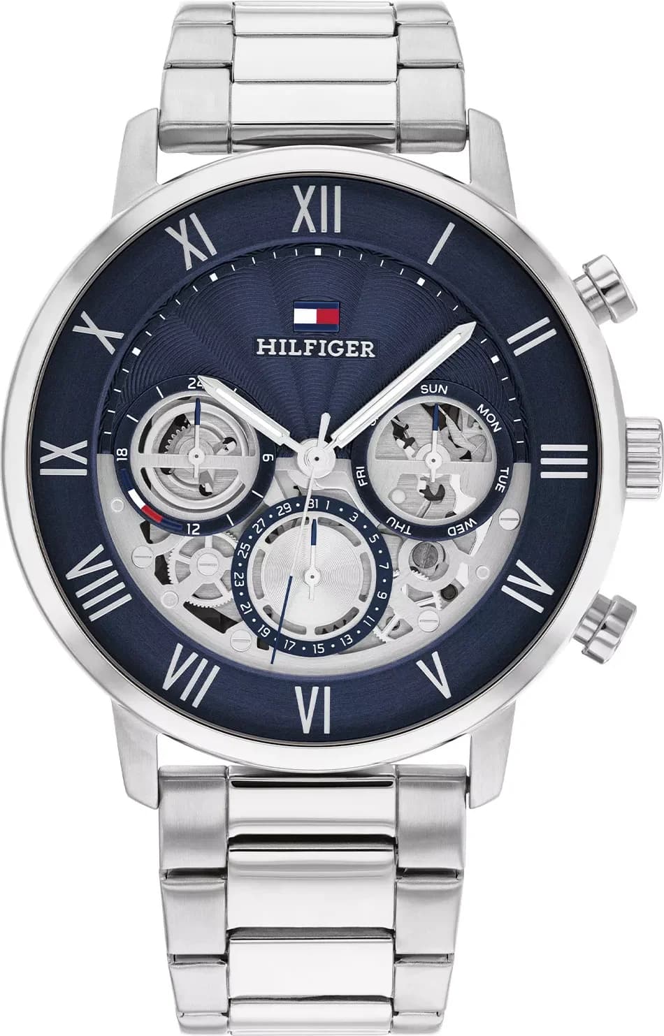 Montre Tommy Hilfiger 1710569 Legend acier argenté avec cadran bleu squelette et index argentés