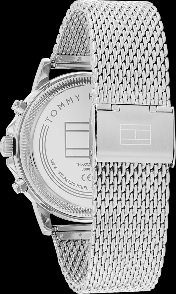 Bracelet Tommy Hilfiger 1710608 en acier maille milanaise argentée, fermoir déployante