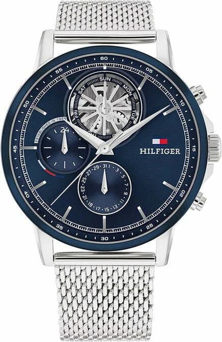 Montre Tommy Hilfiger 1710609 au cadran bleu soleil et finition argentée, allure classique chic