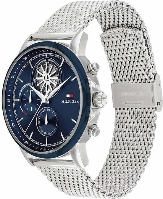Cadran Tommy Hilfiger 1710609 avec index bâtons, aiguilles argentées et guichet date à 3h