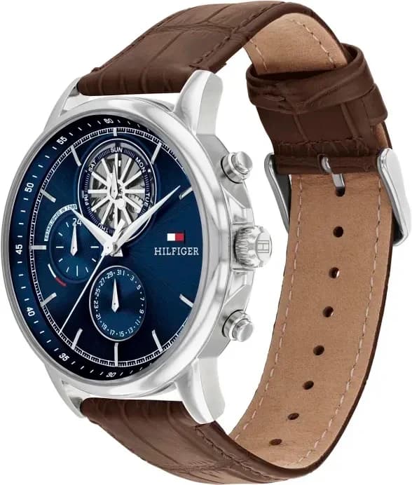 Cadran Tommy Hilfiger 1710629 avec sous-cadrans chronographe, aiguilles argentées et guichet date à 4h30