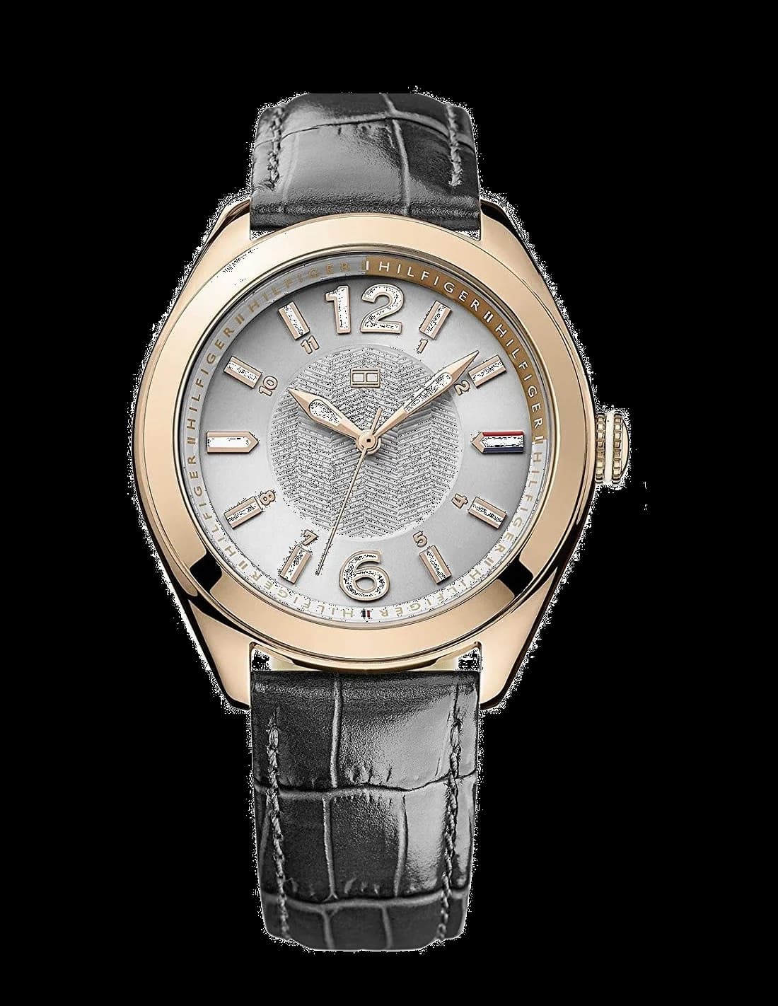 Montre Tommy Hilfiger 1781365 au cadran noir soleil et index argentés, style chic et intemporel