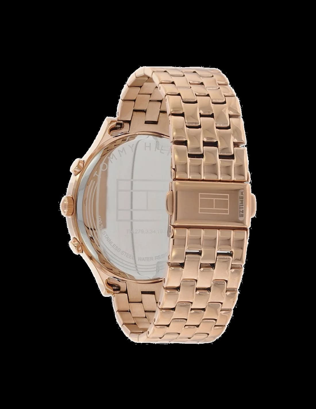 Bracelet Tommy Hilfiger 1781611 en acier or rose maillé, fermoir déployant, finition brillante