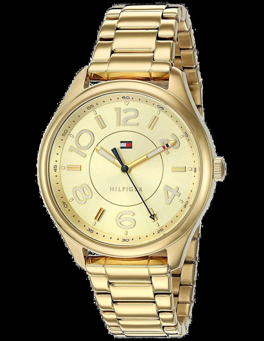 Montre Tommy Hilfiger 1781673 en or rose avec cadran blanc et détails dorés, style chic et féminin