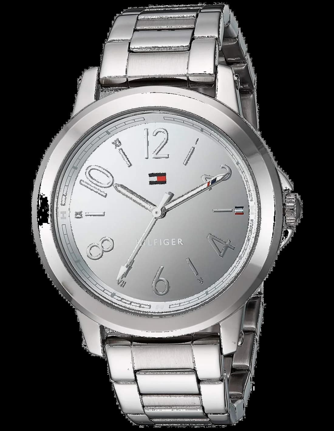 Montre Tommy Hilfiger 1781750 argent tout acier cadran argenté soleil index bâtons style chic intemporel