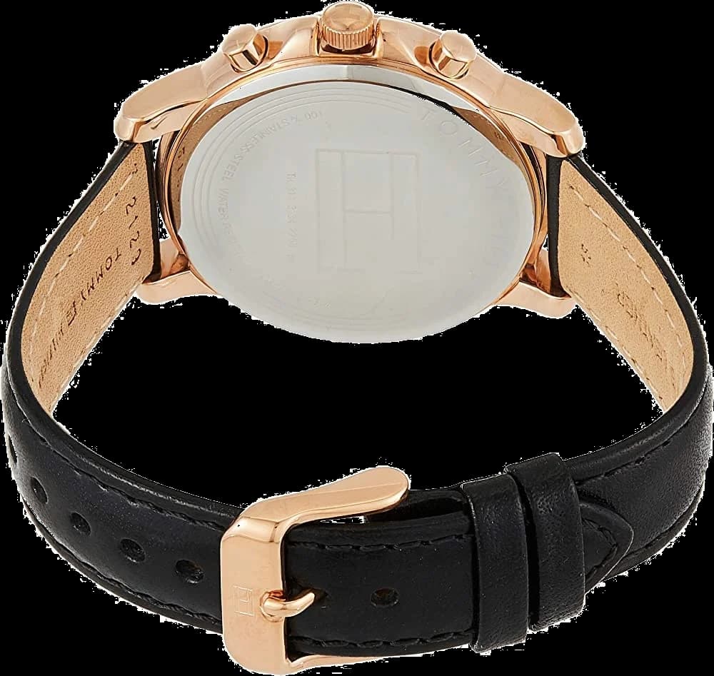 Cadran Tommy Hilfiger 1781817 avec index bâtons argentés, aiguilles dauphine et guichet date à 3h