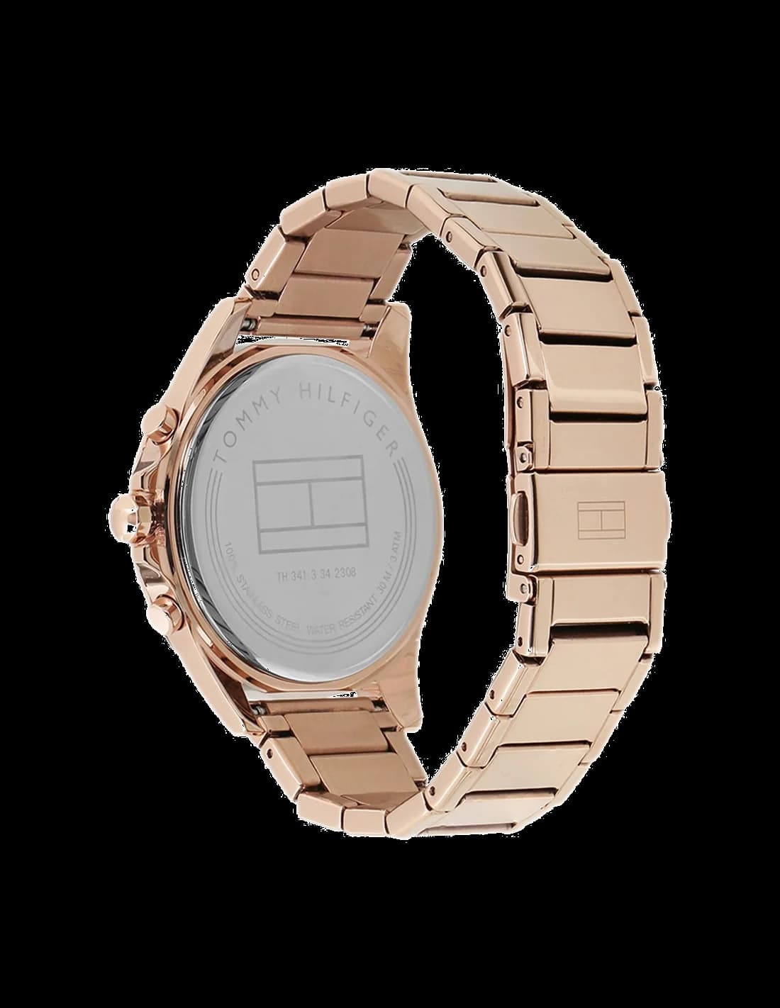 Boîtier Tommy Hilfiger 1781847 en acier or rose poli, lunette lisse et profil fin, allure chic