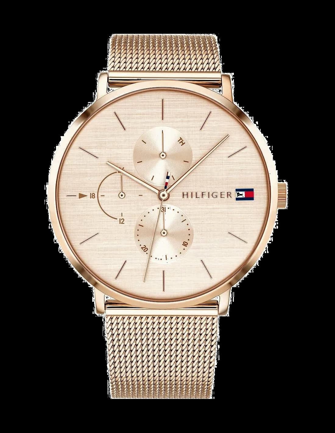 Montre Tommy Hilfiger 1781944 avec cadran blanc nacré et finitions or rose, style élégant et féminin