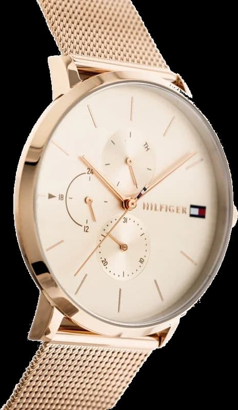 Cadran Tommy Hilfiger 1781944 doté d'aiguilles dorées et d'index bâtons, lisibilité parfaite et raffinement