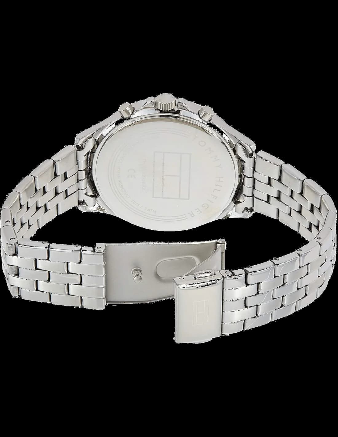 Cadran Tommy Hilfiger 1781976 orné de diamants, index et aiguilles argentés, complications date