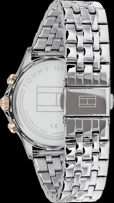 Cadran Tommy Hilfiger 1782122 avec index bâtons et aiguilles argentées, date à 3h, design épuré
