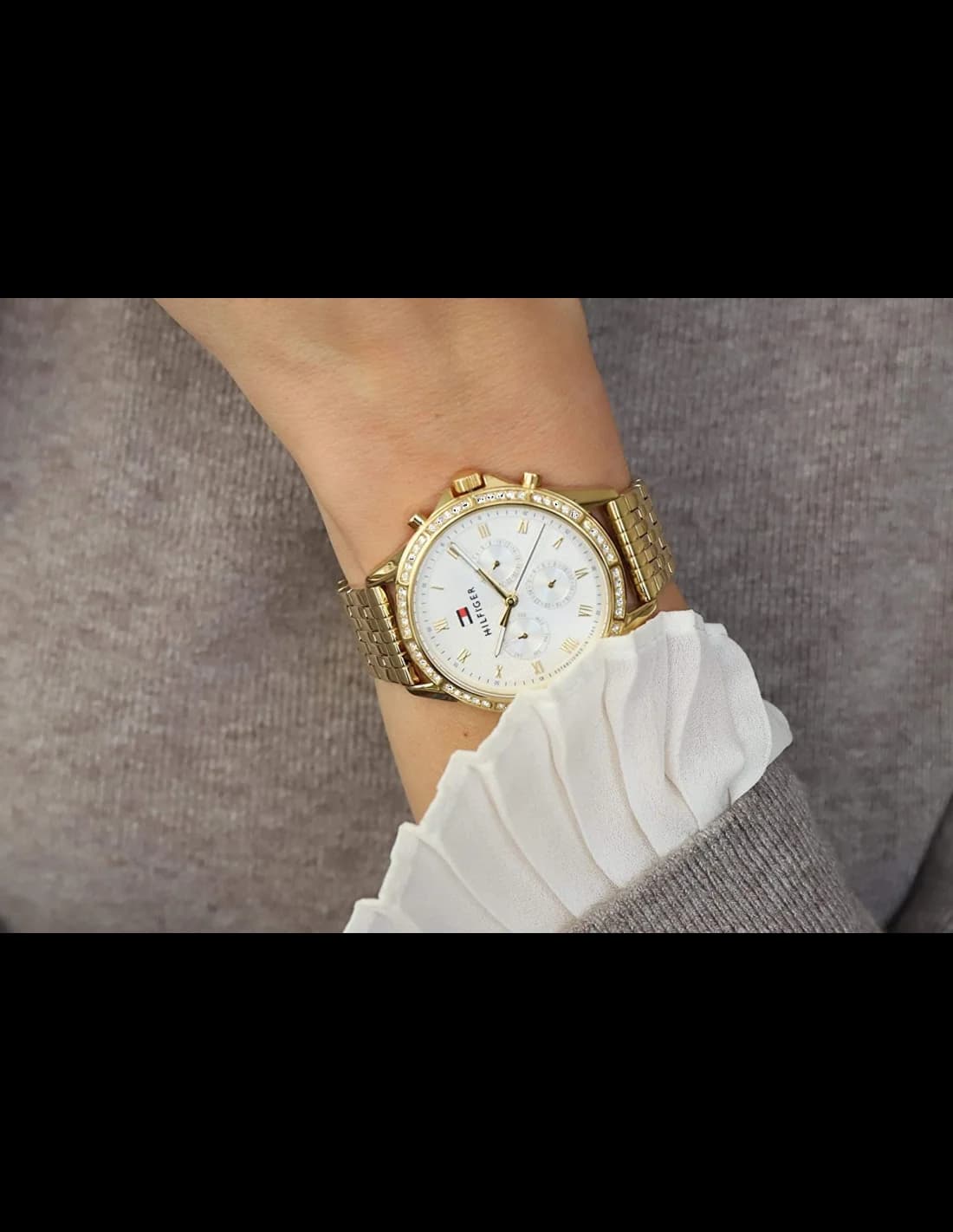 Cadran Tommy Hilfiger 1782142 avec aiguilles dorées et date à 3h