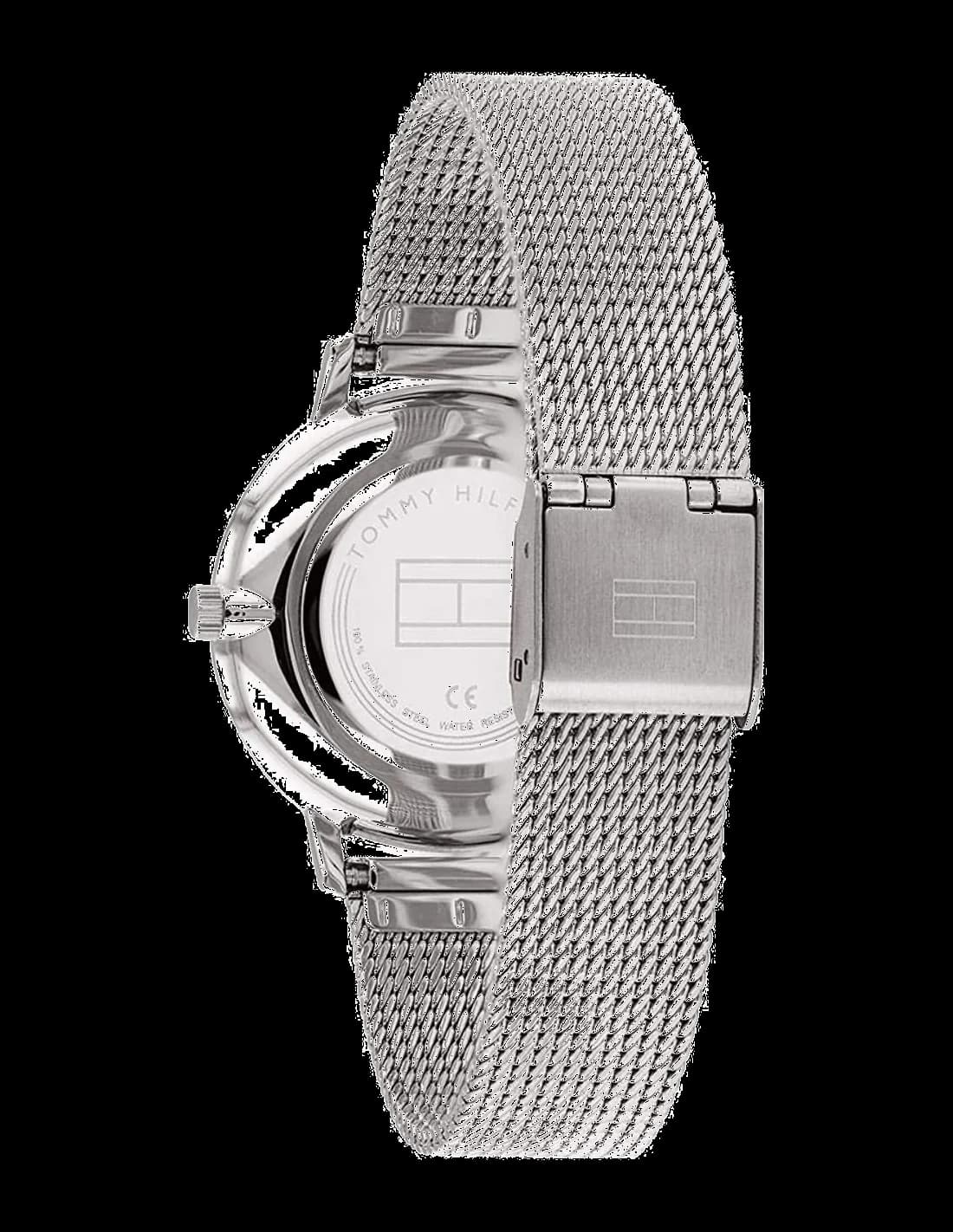 Bracelet Tommy Hilfiger 1782149 en maille milanaise acier inoxydable argenté, finition lisse et élégante, fermoir déployante