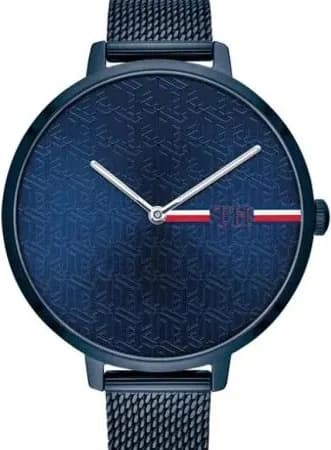 Montre Tommy Hilfiger 1782159 avec cadran bleu et bracelet maille milanaise argenté, style chic et moderne