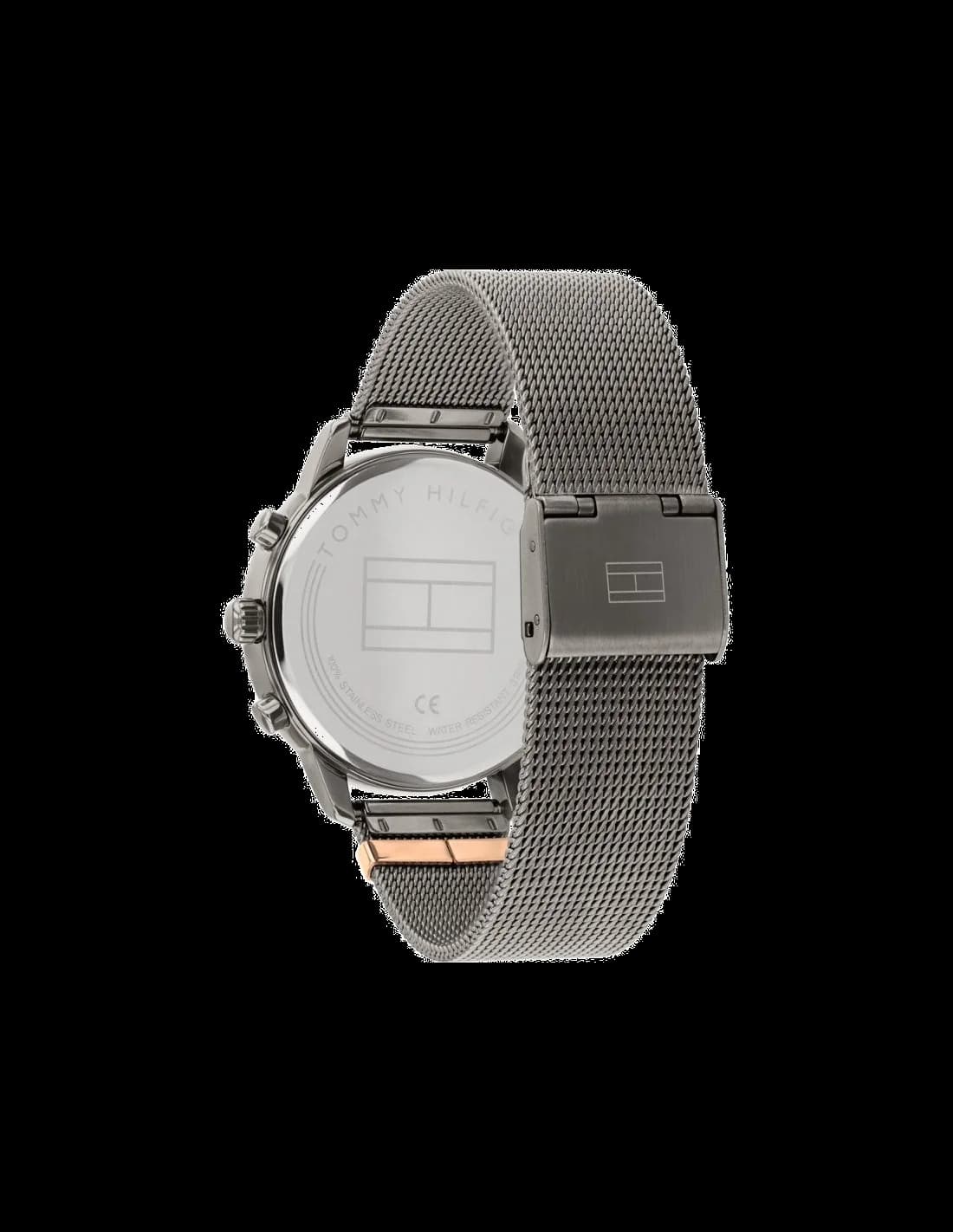 Bracelet Tommy Hilfiger 1782304 maille milanaise en acier inoxydable brossé, fermoir déployant à pression, finition élégante