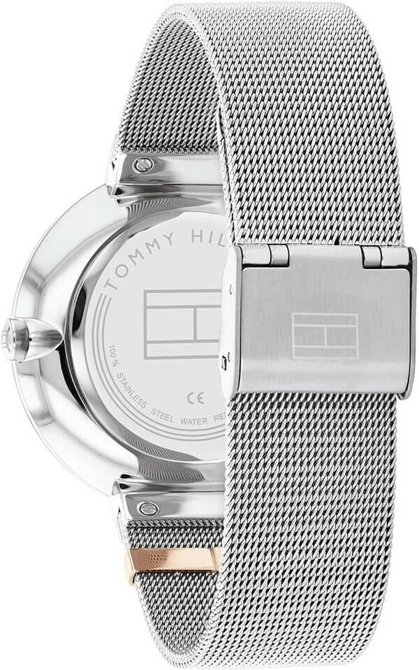 Bracelet Tommy Hilfiger 1782537 en acier maille milanaise argenté, fermoir déployante, confort et raffinement