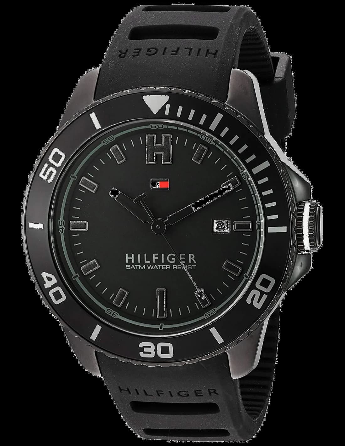 Montre Tommy Hilfiger 1791265 noir cadran soleil bicolore acier or satiné style élégant