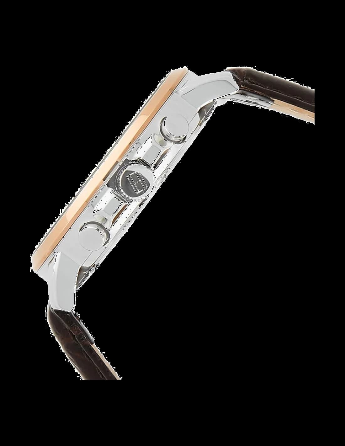 Bracelet Tommy Hilfiger 1791290 en cuir brun avec coutures contrastantes, boucle ardillon en acier inoxydable
