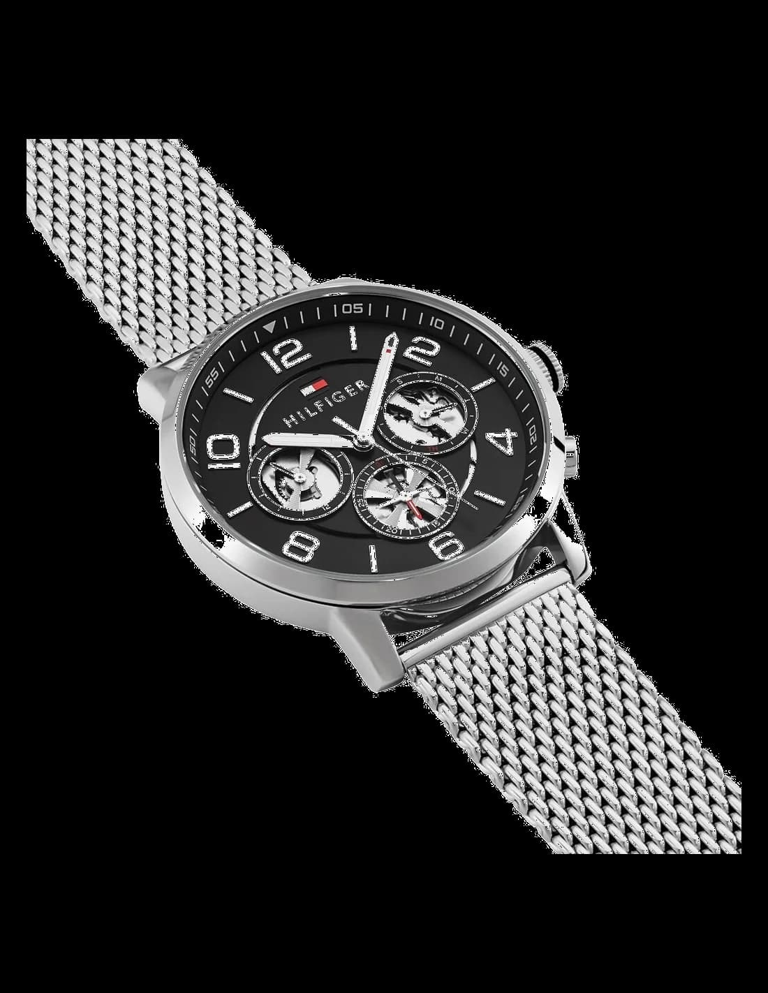 Cadran Tommy Hilfiger 1791292 à index bâtons, aiguilles luminescentes, date à 3h, design épuré