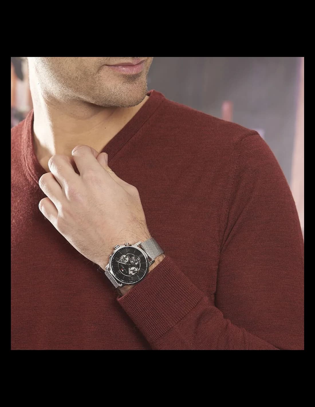 Boîtier Tommy Hilfiger 1791292 rond en acier, finition polie, épaisseur fine, verre minéral résistant