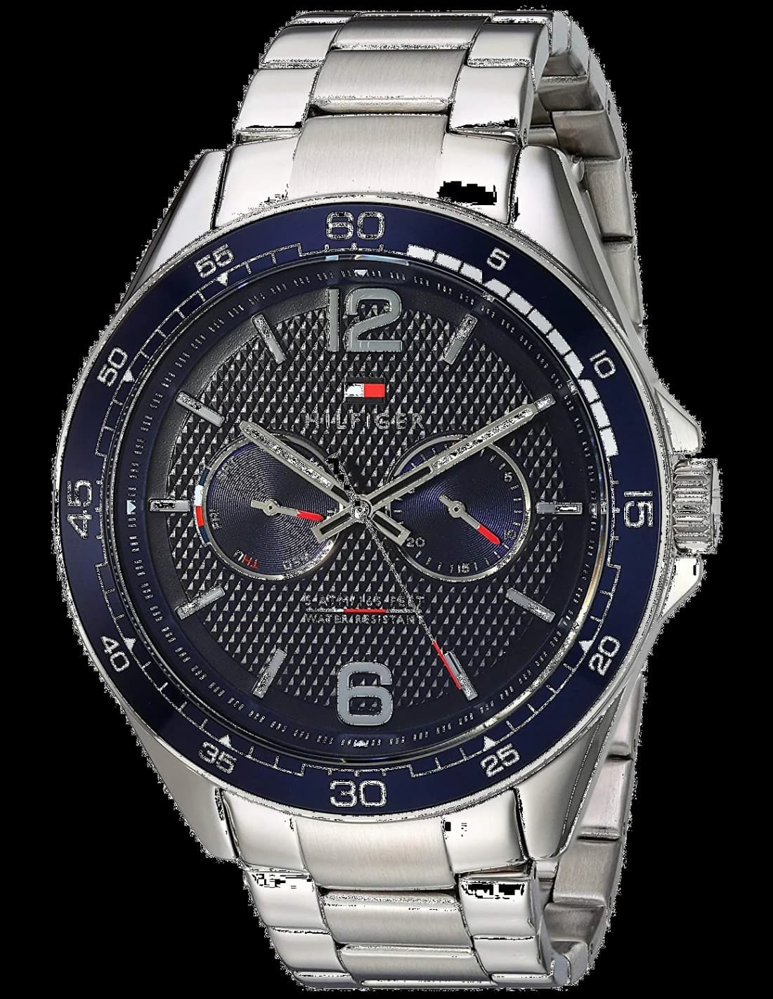 Montre Tommy Hilfiger 1791366 avec cadran argenté et index bâtons, style sport chic