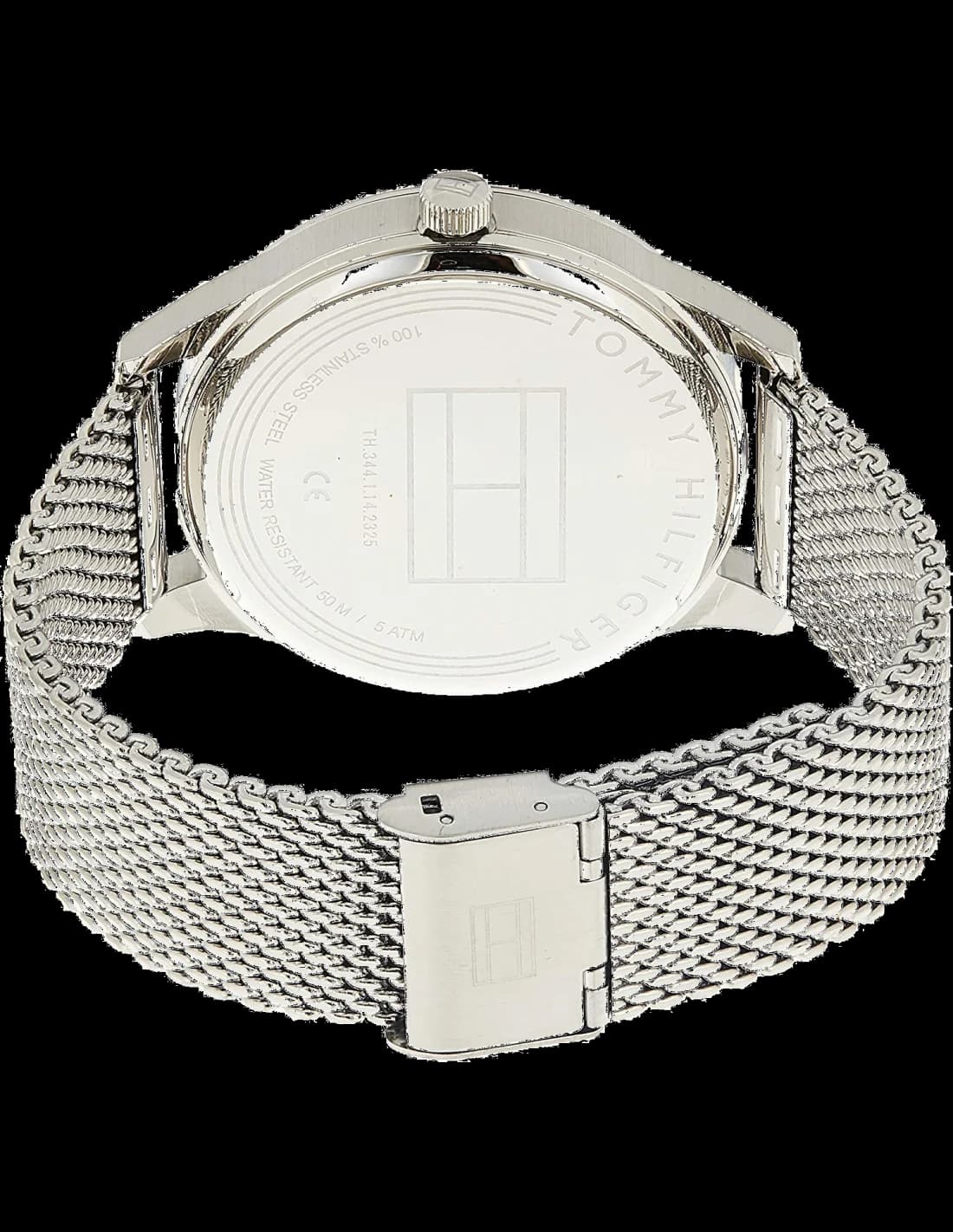 Bracelet Tommy Hilfiger 1791415 en maille milanaise argentée, fermoir déployante, finition satinée, confortable et ajustable